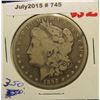 Image 1 : 745. 1892 CC U.S. Morgan Dollar. VG-F. One of the Key Date Morgan Dollars.