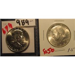 763. 1957 D Franklin & 1964 D Kennedy Half Dollars. Both Gem BU.