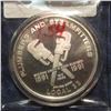 Image 2 : 767. 1891-1991 "Plumbers and Steamfitters Local 33" One Ounce .999 Fine Silver Round. Encapsulated.