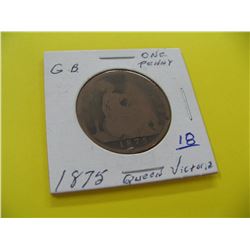 1875 Queen Victoria One Penny