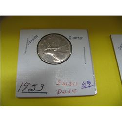 1953 Cdn Silver Quarter - Small Date