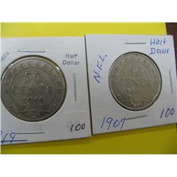 1907, 1919 Nfld. Half Dollars