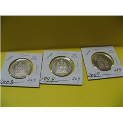 1999, 2008, 2009 Cdn. Fifty Cent Pcs.