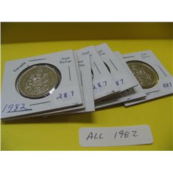 1982 x 7 Cdn. Fifty Cent Pcs.