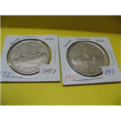 1951, 1951 Cdn. Silver Dollar Coins