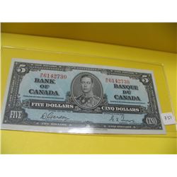 1937 - $5 Bank of Canada Bill - Gordon & Towers