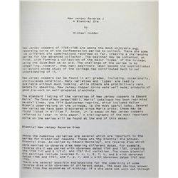 Hodder Typescript on New Jersey Biennial Die J