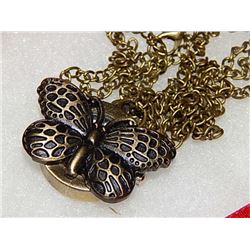 BRONZE POCKET WATCH - BUTTERFLY DESIGN