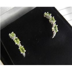 EARINGS - NEW LADIES PERIDOT AND DIAMOND EARINGS SET IN STERLING SILVER - APPROX. APPRAISAL $400