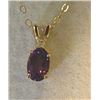 Image 2 : NECKLACE - 14K YELLOW GOLD - AMETHYST AND DIAMOND DROP NECKLACE