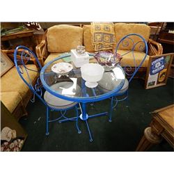 RETRO 3 PC BISTRO SET - WROUGT IRON AND GLASS