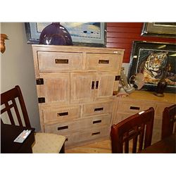 HIGH BOY DRESSER - 6 DRAWER - 3 DOOR -BRASS ACCENT