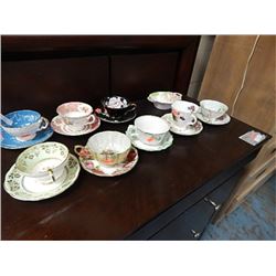 COLLECTABLE AND OTHER CHINA TEA CUPS AND SAUCERS - 8 TTL