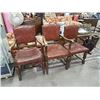 Image 1 : MID-1800'S LEATHER & OAK CHAIRS - 3 TTL