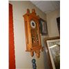Image 1 : WALL CLOCK - OAK - WITH CANADAINA WORKS MECHANISM - WITH WEIGHTS AND PENDULUM - 44" TALL