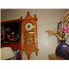 Image 2 : WALL CLOCK - OAK - WITH CANADAINA WORKS MECHANISM - WITH WEIGHTS AND PENDULUM - 44" TALL
