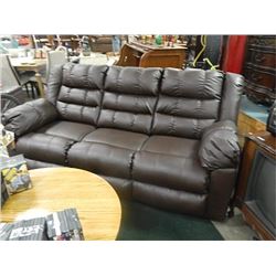 NEW LEATHER RECLINING CHESTERFIELD - DOUBLE RECLINING - BROWN -  NEW OUT OF PACKAGE