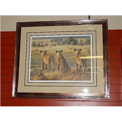 FEATURED ROBERT BATEMAN FRAMED LIMITED EDITION PRINT - PASSING FANCY LION CUBS  - GALLERY ESTIMATE -