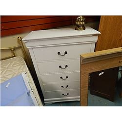 NEW - 5 DRAWER HIGH BOY DRESSER - AS-IS - WHITE