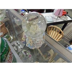 Animal theme cherub snow globe