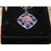 Image 1 : NECKLACE - AMETHYST PINK KUNZITE & TIGER EYE SET IN STERLING SILVER - ON SILVER CHAIN
