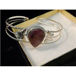 BRACLET - SILVER BRACLET WITH BUTTERLY MOTIF - SET WITH RUBY ZOISITE GEMSTONE