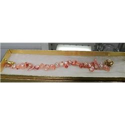 BRACLET - NEW FRESH WATER PEARL BRACELT - PINK EACH PEARL ORIGINAL ORNATE SHAPE AND SIZE