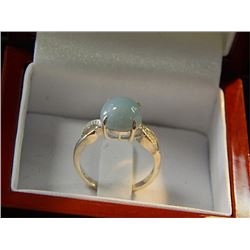RING - AQUAMARINE CABOCHON SOLITAIRE - SET IN STERLING SILVER - RETAIL APPROX... $50