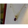 Image 1 : NECKLACE - 14K YELLOW GOLD - AMETHYST AND DIAMOND DROP NECKLACE