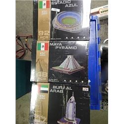 LITU 3D PUZZLE 3 ASSORTED; MAYAN PYRAMID, ESTADIO AZUL, BURJAL AL ARAB