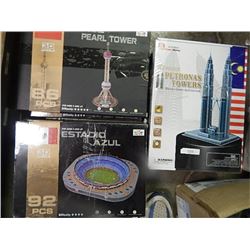 LITU 3D PUZZLES- 3 ASSORTED - PETRONAS TOWER, ORIENTAL PEARL TOWER, ESTADIO, AZUL