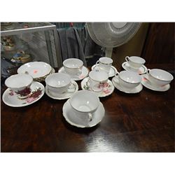 COLLECTABLE & OTHER BONE CHINA TEA CUPS & SAUCERS = 22 PCS