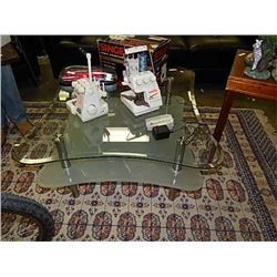 GLASS TOP COFFEE TABLE WITH TINTED GLASS SHELF