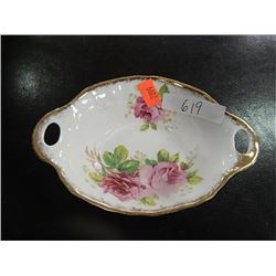 ROYAL ALBERT AMERICAN BEAUTY ROSE SMALL 6" OVAL DISH W HANDLES