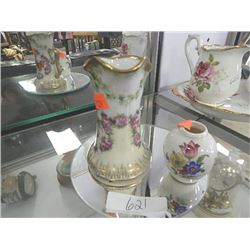 GERMAN; BAVARIAN -PETITE VASE & 4' PITCHER