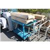 Image 1 : 2 METAL ROLLING SHOP WORK CARTS,  BOXES OF GLASS MATERIAL, BIFOLD DOORS AND METAL TUBE