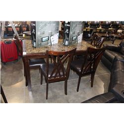 FAUX MARBLE TOP 7PC DINETTE SET; TABLE WITH 6 CHAIRS