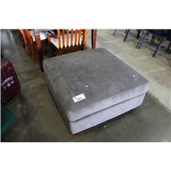 GREY UPHOLSTERED LARGE FOOTSTOOL OTTOMAN