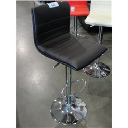 CHROME AND BROWN GAS LIFT BAR STOOL