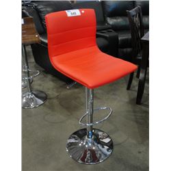 CHROME AND RED GAS LIFT BAR STOOL