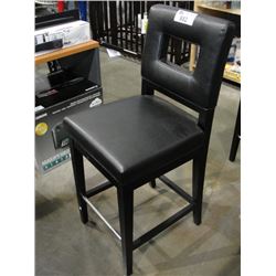 BLACK LEATHER PADDED BAR STOOL