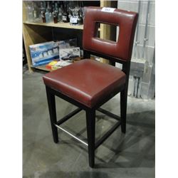 RED LEATHER PADDED BAR STOOL