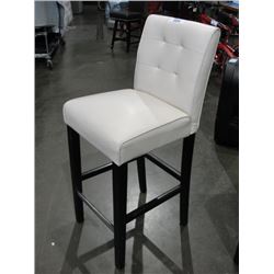 WHITE LEATHER PADDED BAR STOOL