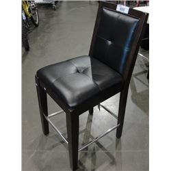 BLACK LEATHER PADDED BAR STOOL
