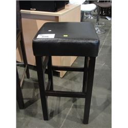 BLACK LEATHER PADDED BAR STOOL