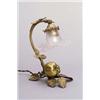 Image 1 : FRANKREICH Tischleuchte, Bronze, Glas. S-förmig geschwungener Schaft in Form eines Zweiges,...