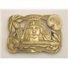 Image 1 : TIFFANY & CO., New York Gürtelschließe, Bronze, bordeauxroter Schmuckstein. Querrechteckige...