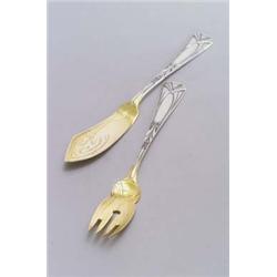 M. J. RÜCKERT, Mainz Peter Behrens Fischbesteck, Silber, teilvergoldet. 12-tlg., bestehe...