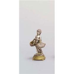 JOSEPH CHERET (1838 - 1894) Putto, Bronze versilbert, vergoldet, Sockel Gelbguss. Über rund...