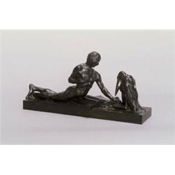 FERDINAND LIEBERMANN (1883 - 1941) Philosophischer Disput, Bronze. Auf querrechteckiger Pli...